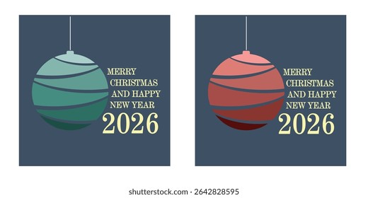 Happy New Year and Merry Christmas 2026. Festive vector design for banners, posters, newsletters, covers, calendar, typography. Vector illustrations EPS10