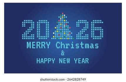 Happy New Year and Merry Christmas 2026. Festive vector design for banners, posters, newsletters, covers, calendar, typography. Vector illustrations EPS10