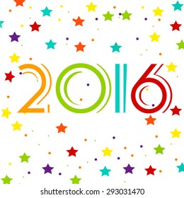 Happy New Year and Merry Christmas 2016 greeting card. Vector EPS 10