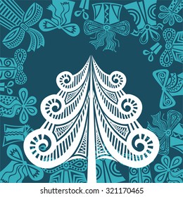 Happy new year merry christmas card beautiful winter pattern background vector illustration