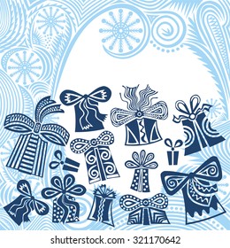 Happy new year merry christmas card beautiful winter pattern background vector illustration