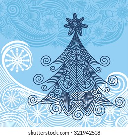 Happy new year merry christmas card vector illustration