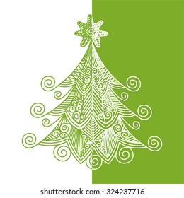 Happy new year merry christmas card vector illustration