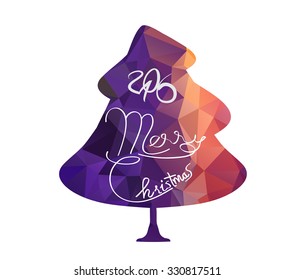 Happy new year and Merry Christmas with tree greeting card