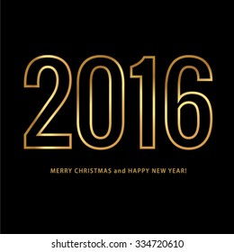 Happy New Year and Merry Christmas 2016 greeting card. Vector EPS 10