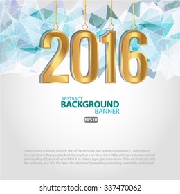 Happy New Year and Merry Christmas 2016 greeting card. Vector EPS 10