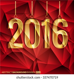 Happy New Year and Merry Christmas 2016 greeting card. Vector EPS 10