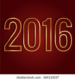 Happy New Year and Merry Christmas 2016 gold greeting card. Vector EPS 10