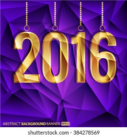 Happy New Year and Merry Christmas 2016 greeting card. Vector EPS 10