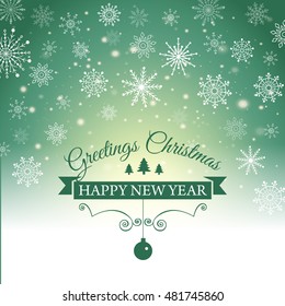 Happy New Year and Merry Christmas e-card. Vector illustration.
