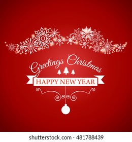 Happy New Year and Merry Christmas e-card. Vector illustration.