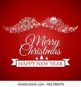 Happy New Year and Merry Christmas e-card. Vector illustration.