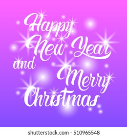 Happy New Year Merry Christmas Greeting Card Decoration Celebration Flat Vector Illustration