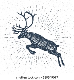  Happy New Year! Merry Christmas. Reindeer with beautiful antlers. Vector sunburst design elements. light rays of burst.