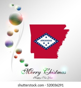 Happy New Year and Merry Christmas Arkansas. Arkansas map in Arkansas flag colors. Vector illustration.



