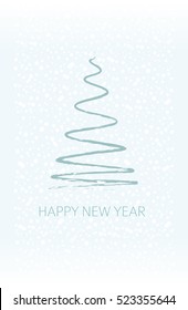 Happy New Year, Merry Christmas, Abstract blue card with fir with snow. Vertical banner.  Illustration Vector. Christmas greeting card design.