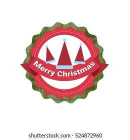 Happy New Year Merry Christmas Greeting Card Decoration Laber Web Icon Flat Vector Illustration