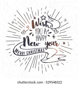Happy New Year and Merry Christmas celebrations Banner Design in Doodle Style. 