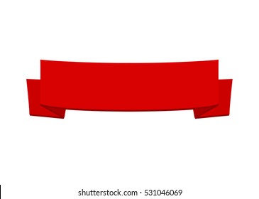 Happy New Year and Merry Christmas red empty ribbon or banner template with space for greetings text. Simple and Flat style vector illustration isolated on white