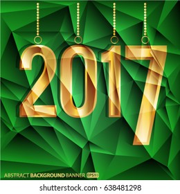 Happy New Year and Merry Christmas 2017 greeting card. Vector EPS 10