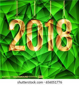 Happy New Year and Merry Christmas 2018 greeting card Vector EPS 10 illustration.