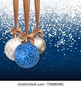 Happy New Year and Merry Christmas Winter Background with Ball  Vector Illustration EPS10
