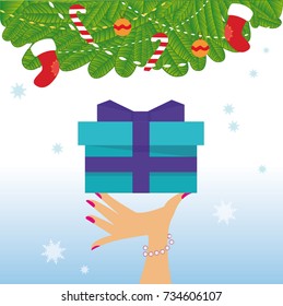  Happy New Year and Merry Christmas greeting card or background. Vector illustration