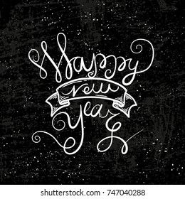 Happy New Year and Merry Christmas large postcard with. Vector illustration.