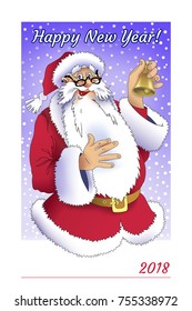 Happy New Year and Merry Christmas, Santa Claus Card
