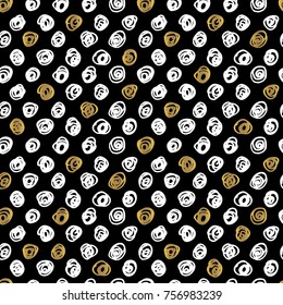 Happy New Year Merry Christmas seamless patterns sketch styles Trendy doodles style Golden White Black Hand Drawn set vector illustration
