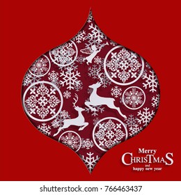 Happy new year and Merry Christmas templates with Paper art and craft style. on paper color.