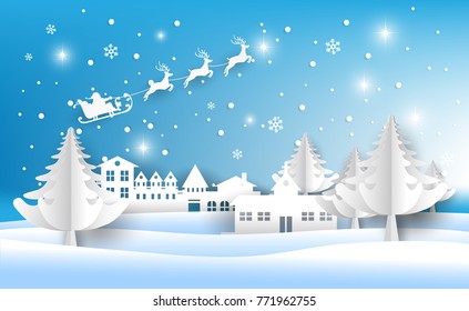  Happy new year, Merry christmas vector,  santa claus on the sky