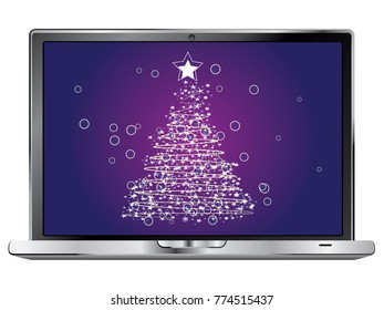 Happy new year or merry Christmas greetings on digital display.