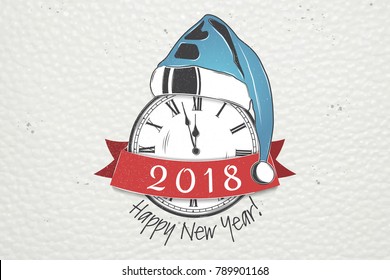 Happy New Year and Merry Christmas. Christmas shopping. Year of the dog. Detailed elements. Old retro vintage grunge. Typographic labels, stickers, logos and badges. Flat vector illustration