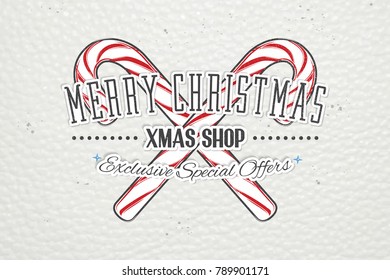 Happy New Year and Merry Christmas. Christmas shopping. Year of the dog. Detailed elements. Old retro vintage grunge. Typographic labels, stickers, logos and badges. Flat vector illustration
