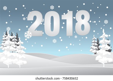 Happy new year and Merry Christmas.Snowflakes and christmas tree,Paper and craft art