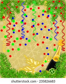 Happy New Year  merry gold background Vector illustration 