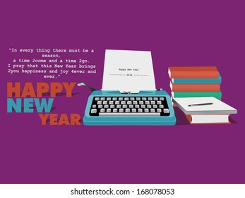  HAPPY NEW YEAR message on typewriter and background