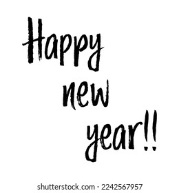 ilustración del vector de mensajes de año nuevo feliz. cartel de celebración de año nuevo con letras negras  