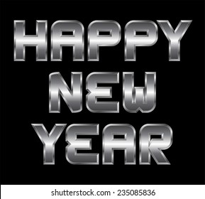 Happy New Year - metal greeting, black background