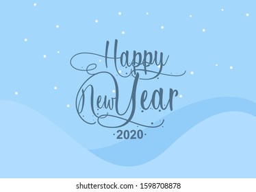 Happy New Year Minimal Simple Smooth Color Typography Card Greeting