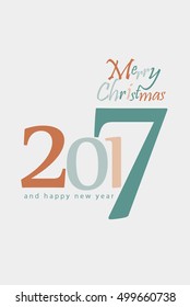 Happy new year minimalistic illustration card with big numbers