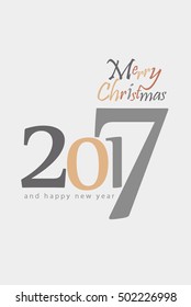 Happy new year minimalistic illustration card with big numbers
