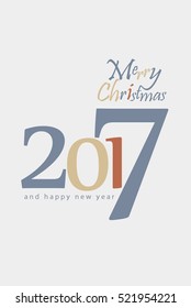 Happy new year minimalistic illustration card with big numbers