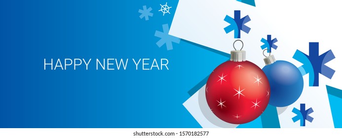 Happy new year. Minimalistic long size banner template.