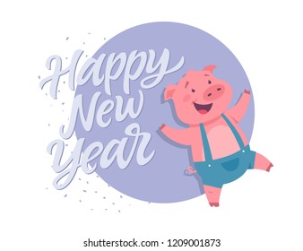 Happy New Year - modern cartoon character illustration