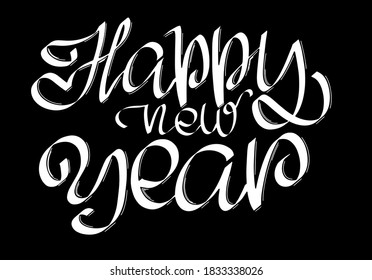 Happy New Year. Modern illustration with colorful lettering on black background for decoration design.Modern design vector illustration. Simple modern design. 