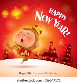 Happy New Year! The year of the monkey. Chinese New Year 2016. 