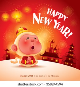 Frohes neues Jahr! Das Jahr des Affen. Chinesisches Neujahr 2016. 