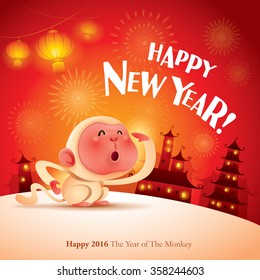 Frohes neues Jahr! Das Jahr des Affen. Chinesisches Neujahr 2016. 